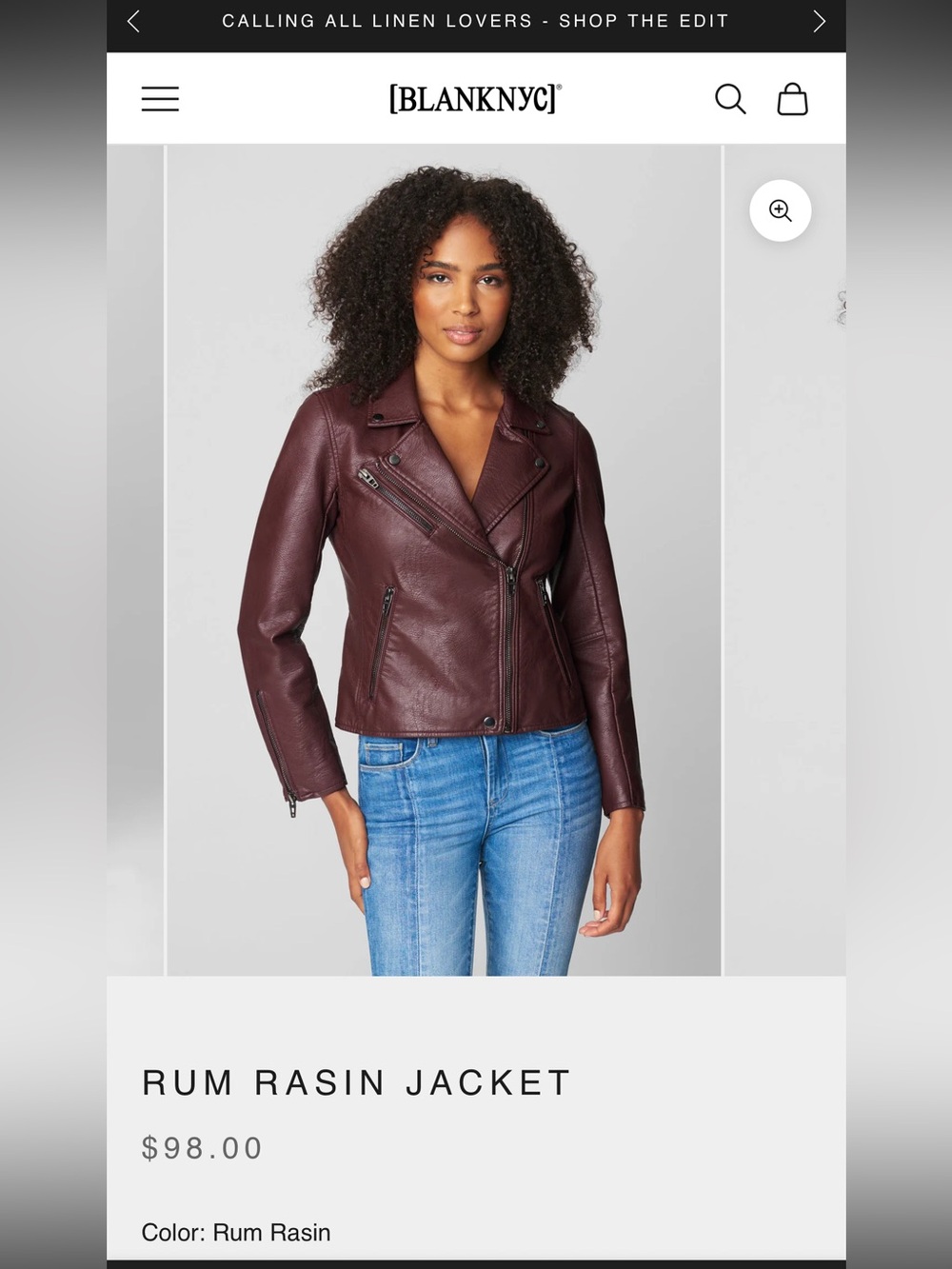 Blank NYC Rum Raisin Leather Jacket